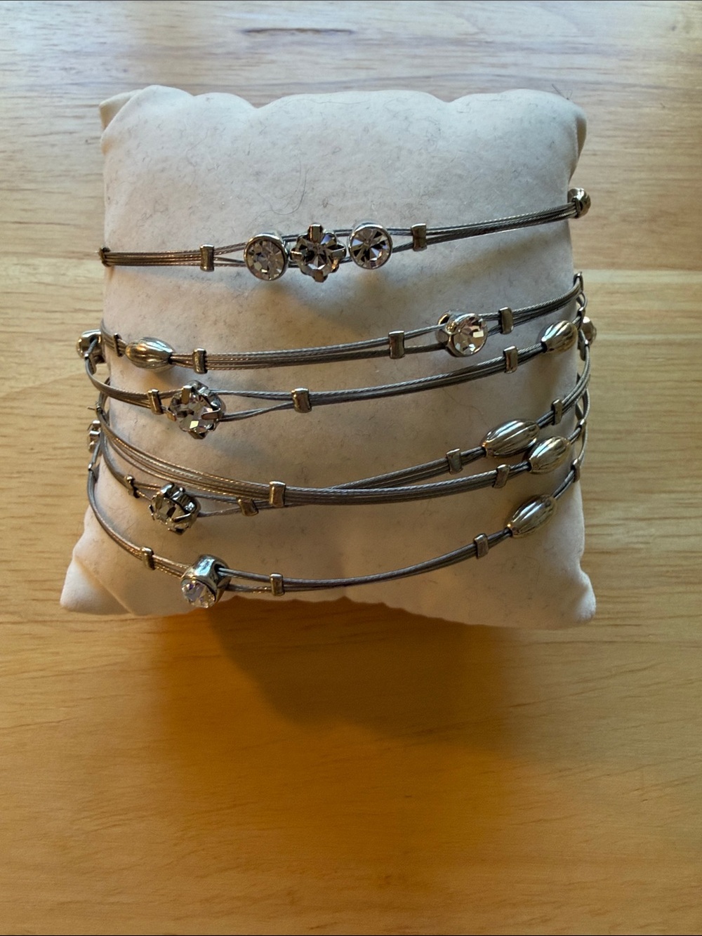 Silver-Tone Crystal Accent Multi-Strand Women’s Bracelet